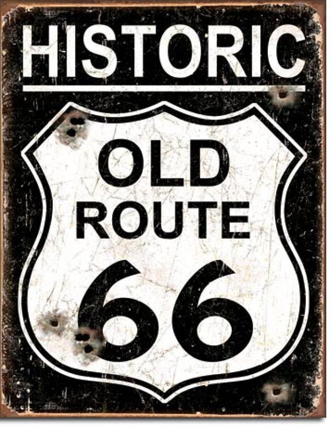 Tin Sign, Old Route 66 - Weathered