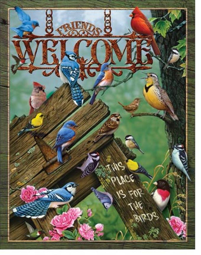 Tin Sign, Welcome - Place for the Birds