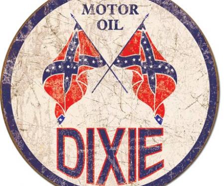 Tin Sign, Dixie Gas - Weathered Round