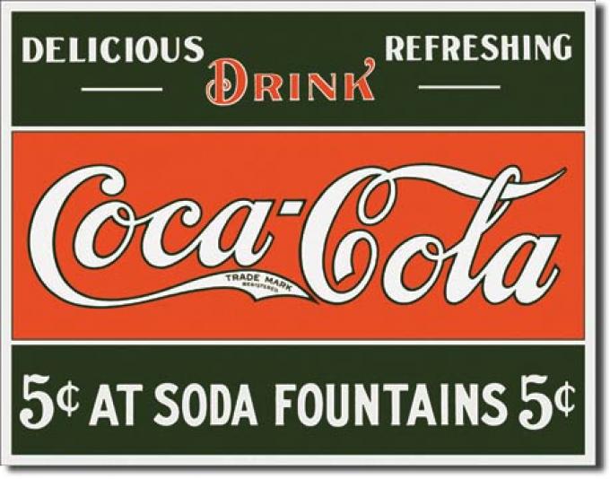 Tin Sign, COKE 5 cents at Fountain
