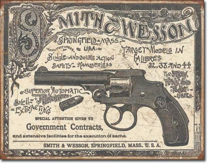 Tin Sign, S&W - 1892 Gov. Contracts