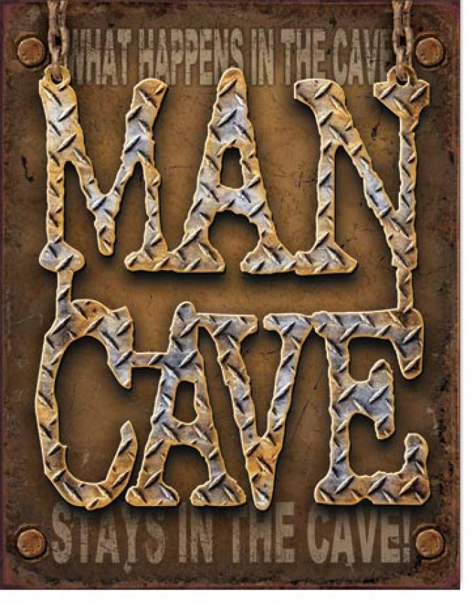 Tin Sign, Man Cave - Diamond Plate