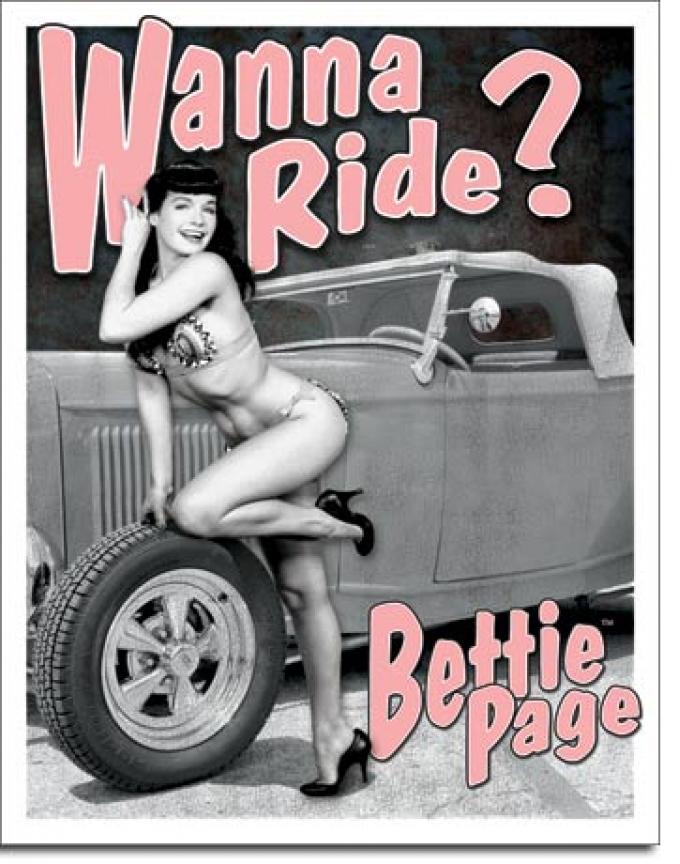 Tin Sign, Bettie Page - Wanna Ride
