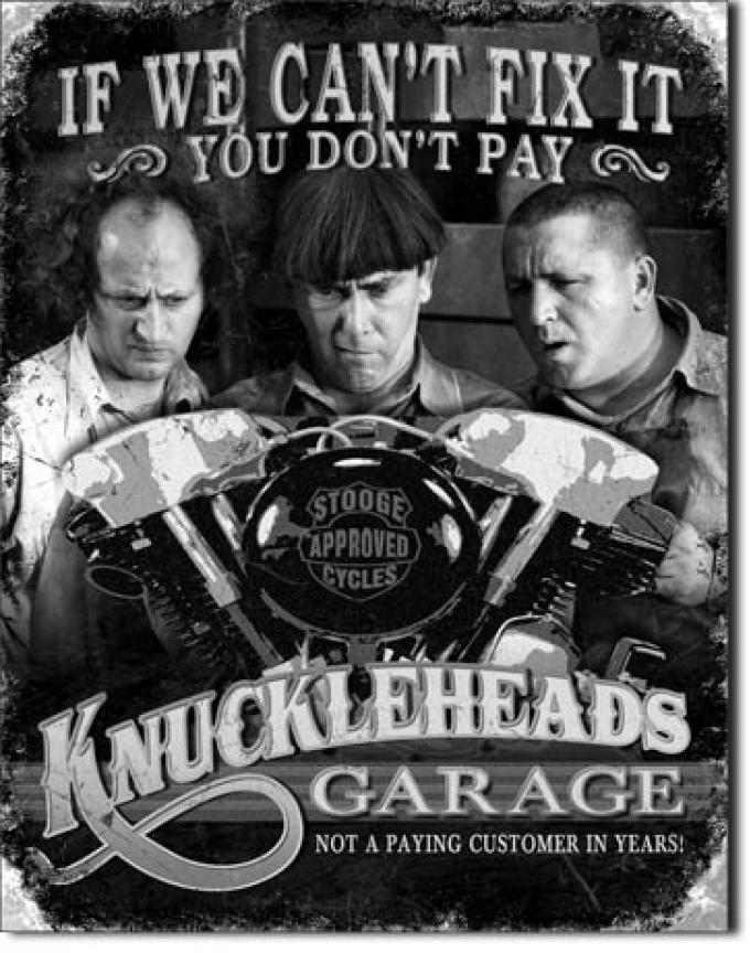 Tin Sign, Stooges - Knuckleheads Garage