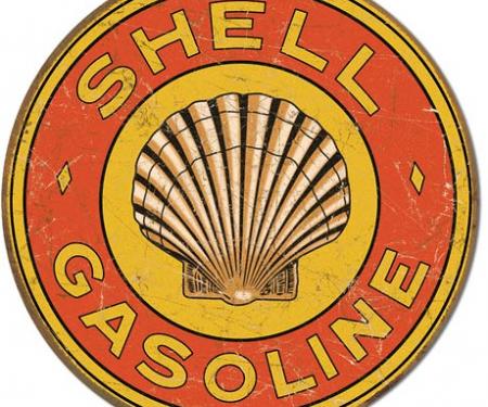 Tin Sign, Shell Gasoline 1920's Round