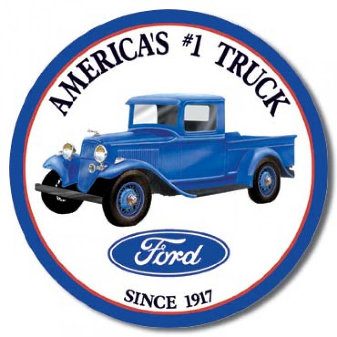 Tin Sign, Ford Trucks - Round
