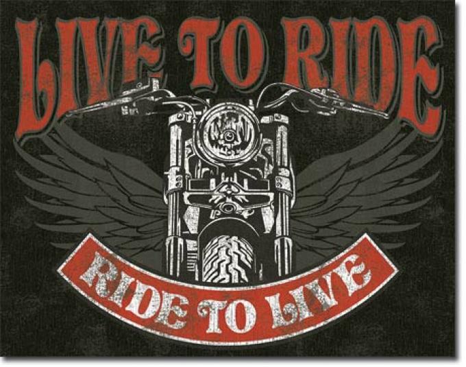 Tin Sign, Live to Ride - Bike