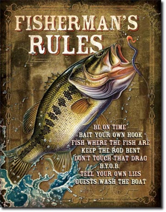 Tin Sign, JQ - Fisherman's Rules