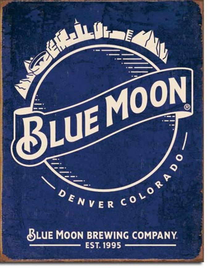 Tin Sign, Blue Moon - Skyline Logo Retro