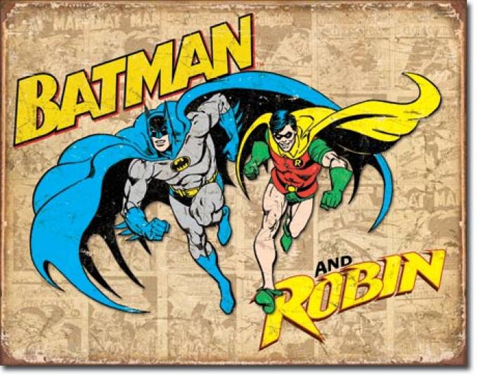 Tin Sign, Batman and Robin Weathered