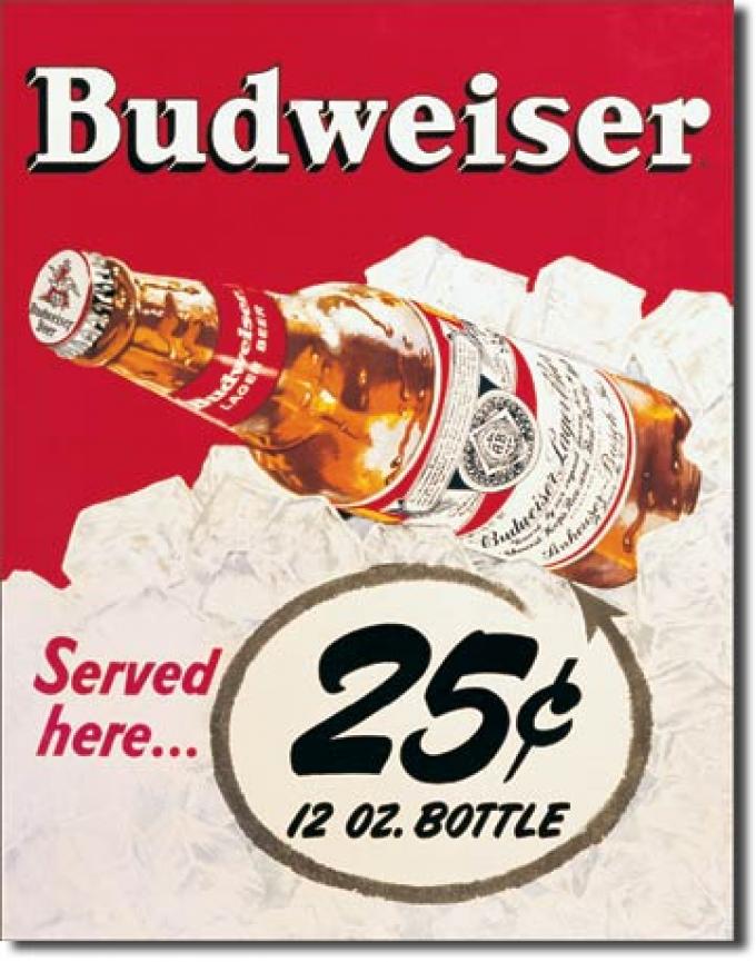 Tin Sign, Budweiser - 25 Cent