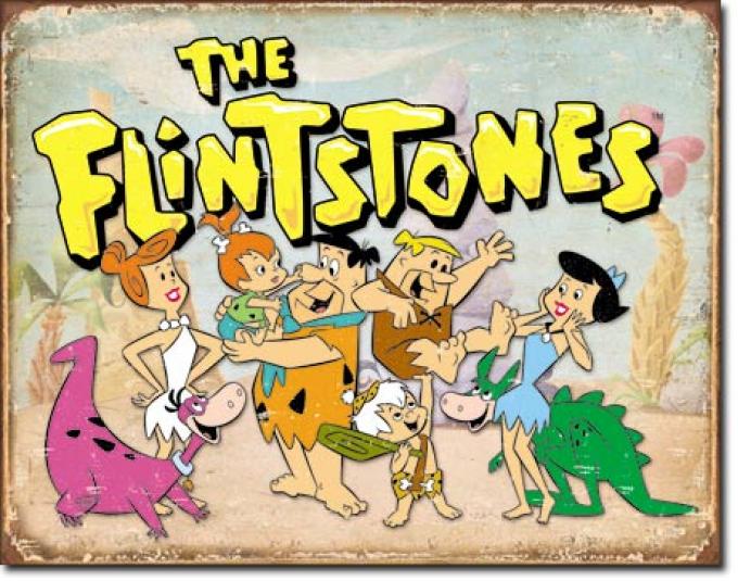 Tin Sign, Flintstones Family Retro