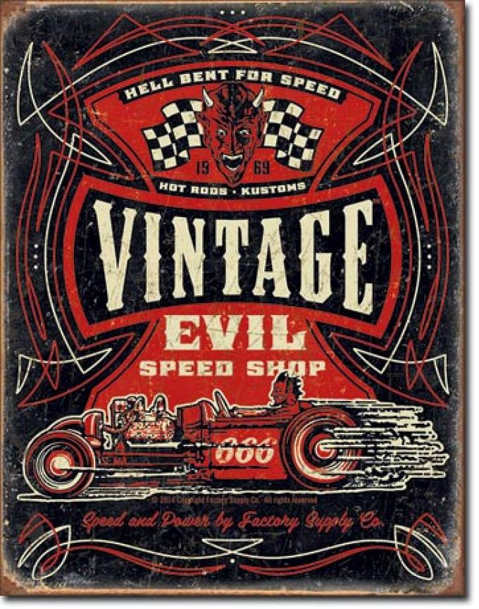 Tin Sign, Vintage Evil - Hell Bent Rods