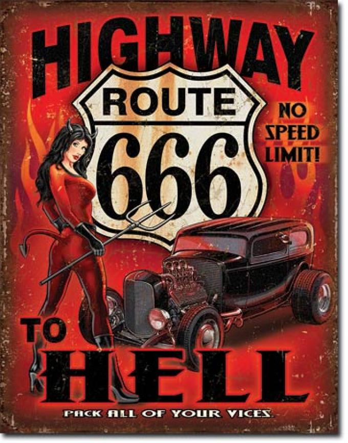 Tin Sign, Route 666 - Highway to Hell