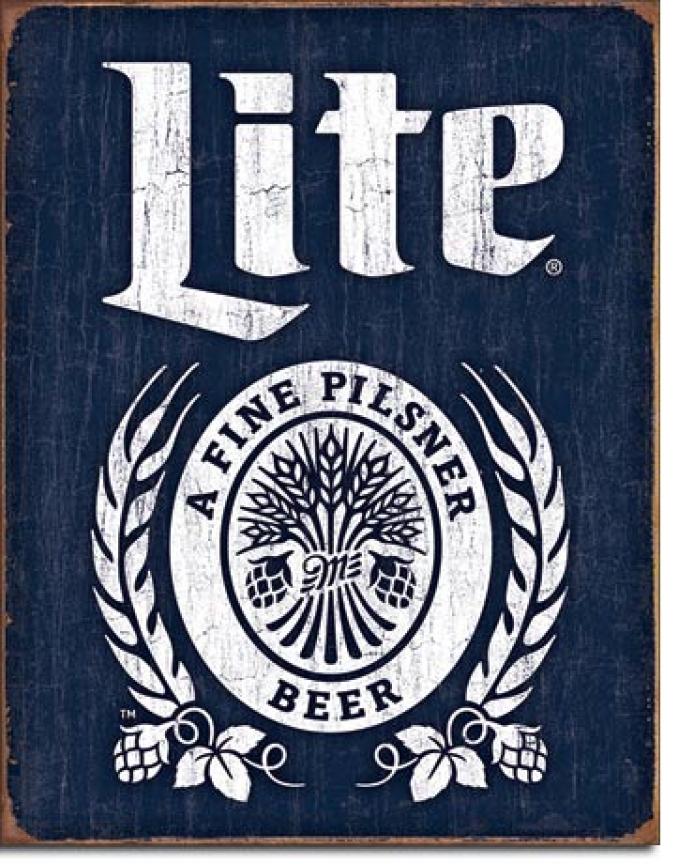 Tin Sign, Miller Lite Bottle Logo