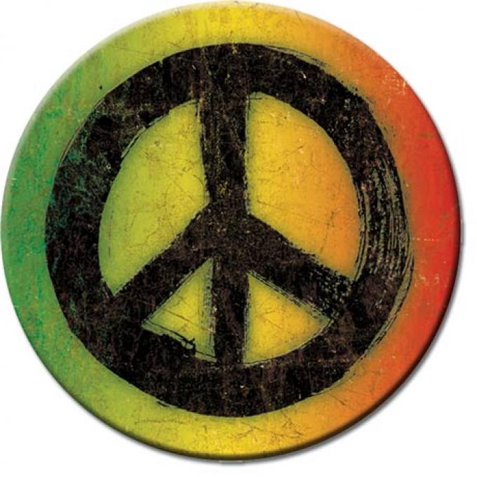 Magnet, Rasta Peace Sign Round