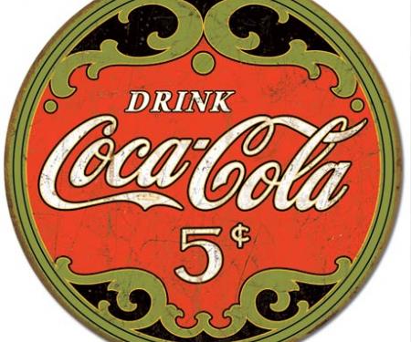 Tin Sign, COKE - Round 5 Cents