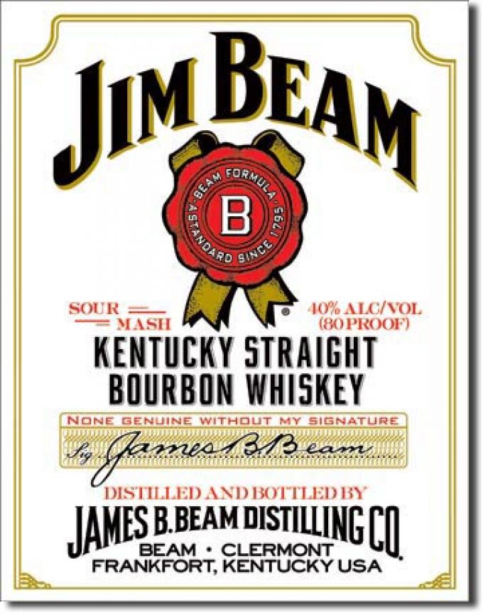Tin Sign, Jim Beam - White Label
