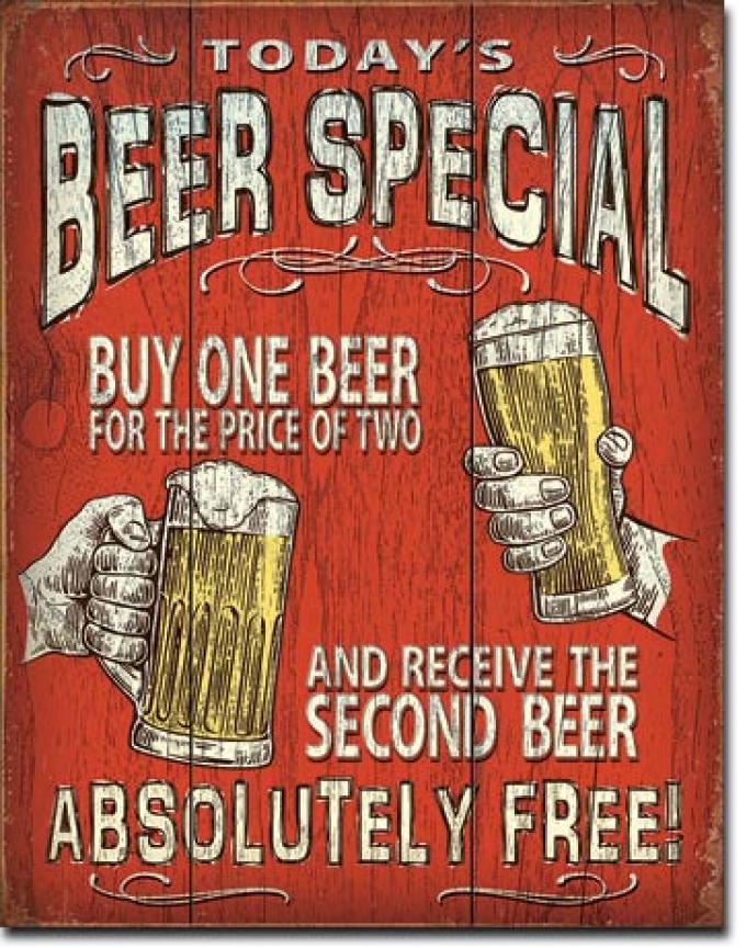 Tin Sign, Today's Beer Special