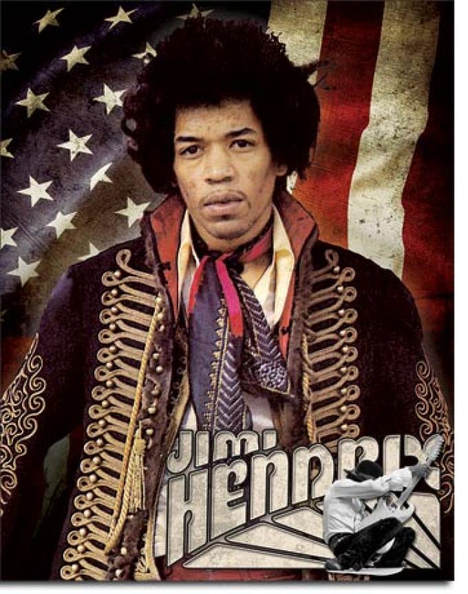Tin Sign, Jimi Hendrix - Flag