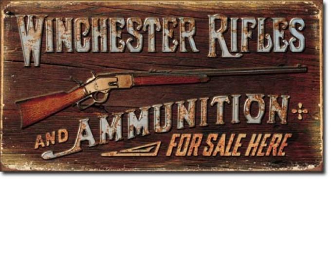 Tin Sign, Winchester - Rifles & Ammo