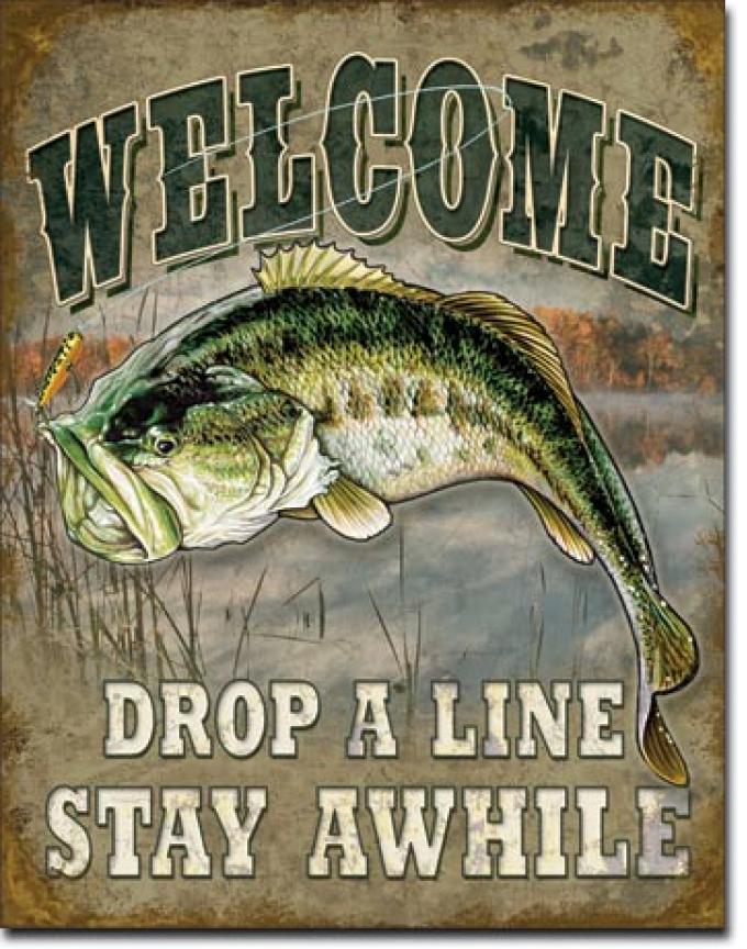 Tin Sign, Welcome Bass Fishing