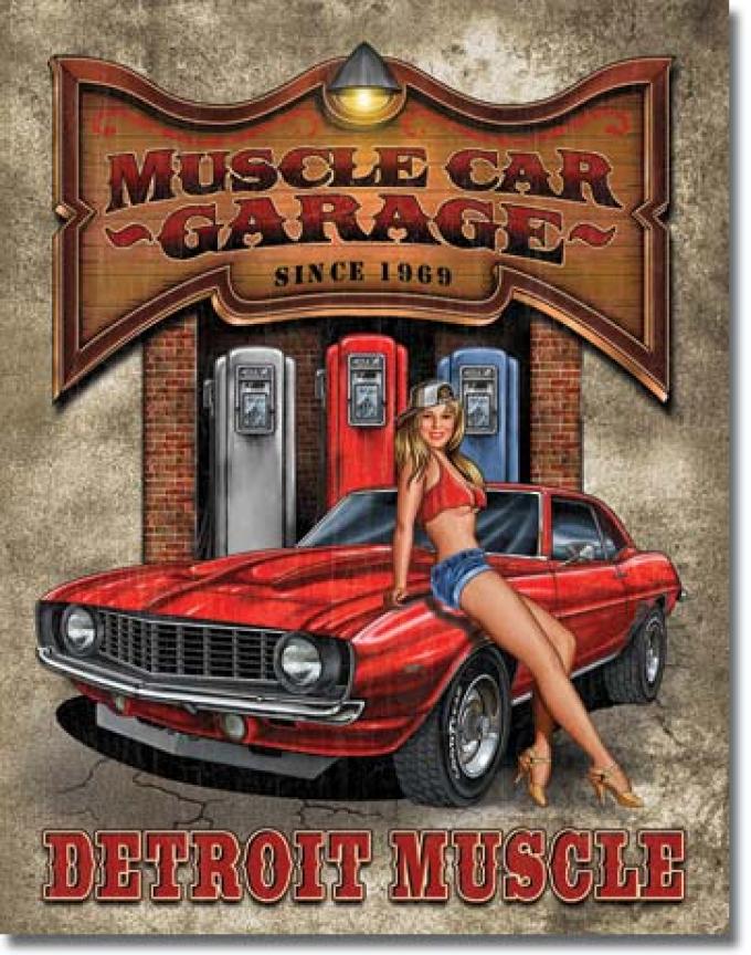 Tin Sign, Legends - Muscle Car Garage