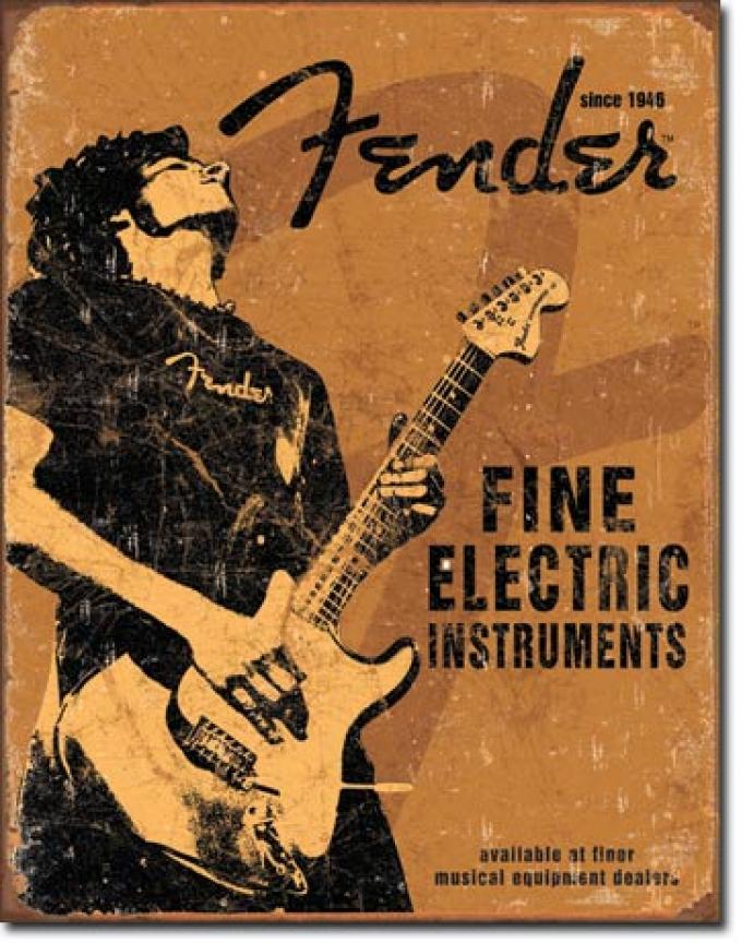 Tin Sign, Fender - Rock On