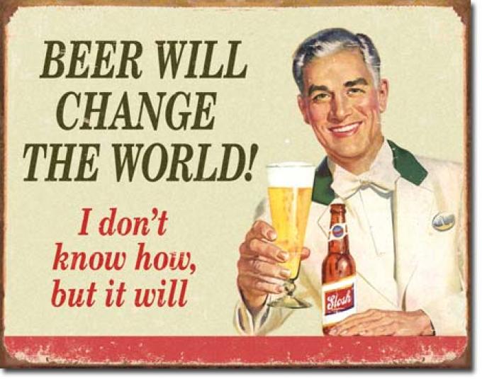 Tin Sign, Ephemera - Beer Change Wood