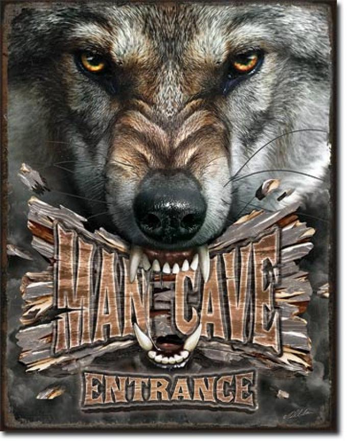 Tin Sign, Man Cave Wolf