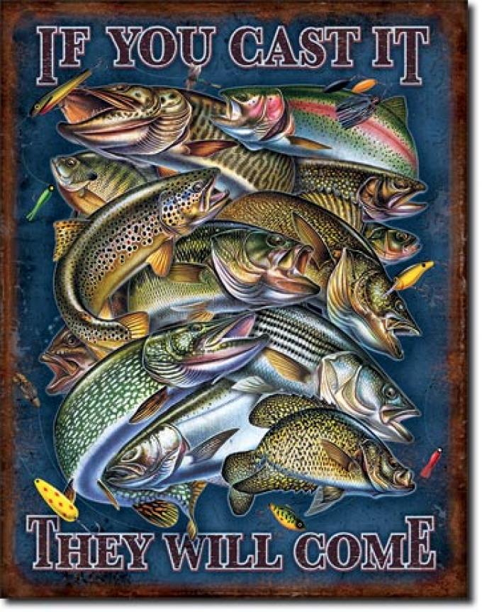 Tin Sign, Fishing - If You Cast It
