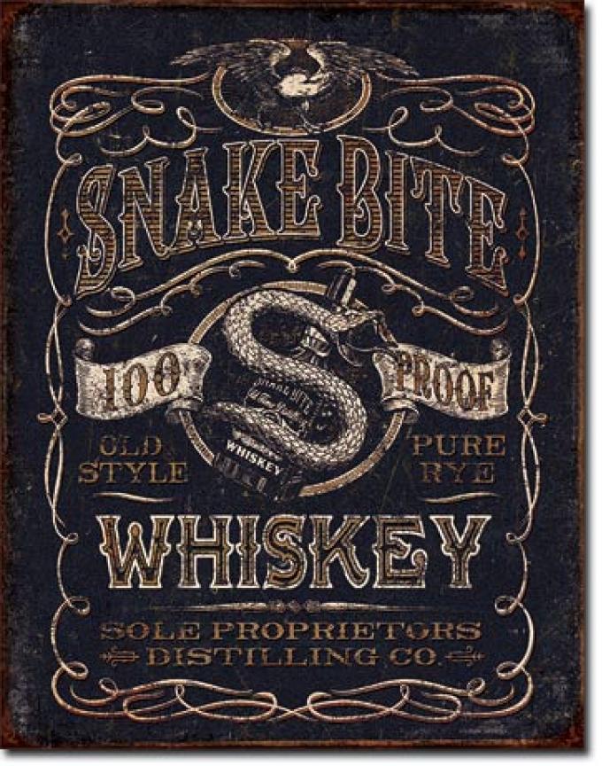 Tin Sign, Snake Bite Whiskey