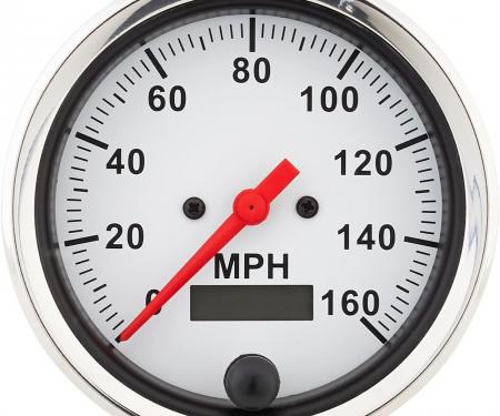 Speedway Speedometer Gauge, White Face, 3-3/8, Electric