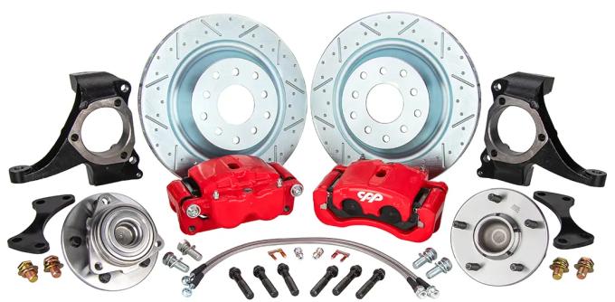 Classic Performance Front Big Brake Kit with 2.5" X-10 Modular Drop Spindles, 1973-87 Chevy C10 Truck 7387SWBK-X10-5R