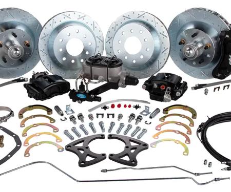 Classic Performance Front and Rear Big Disc Brake Kit with Black Calipers - 5 Lug for 1968-1972 GM A Body 6872FRBK-BB