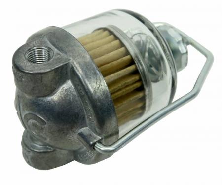 Chevy Fuel Filter, High Dome with AC Stamped Glass Bowl, 1956-1957