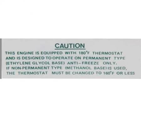 Camaro Fan Shroud Decal, Anti-Freeze Coolant Type, 1967-1969