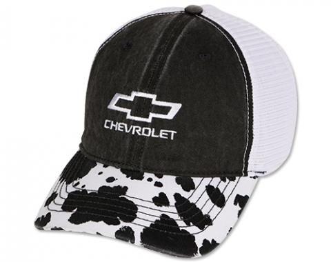 Ladies Chevy Bowtie Cow Print Ponytail Cap