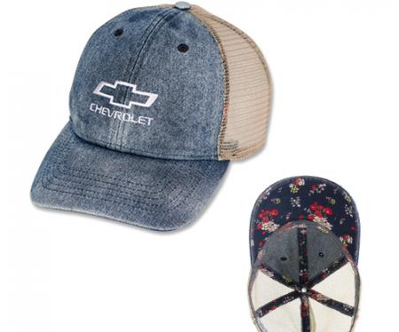 Ladies Chevy Bowtie Denim Ponytail Cap