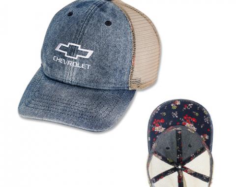 Ladies Chevy Bowtie Denim Ponytail Cap