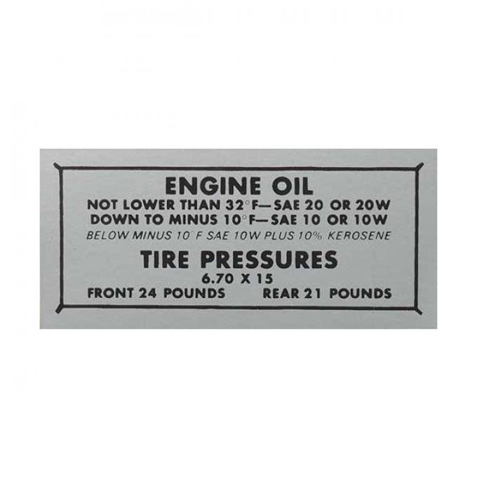 Tire Pressure Decal - Ford