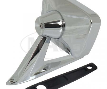 Outside Rear-View Mirror Assembly - Rectangular Head - Manual Control - Chrome - Matches Left Side Remote - Right