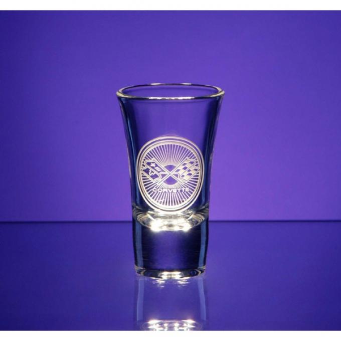 Corvette Shot Glass, Large Flared, 2.25 Ounce, 1953-2013 Corvette Designs | Corvette Shot Glass, Large Flared, 2.25 Ounce, 1978 25th Anniversary