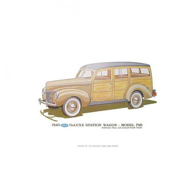 Print - 1940 Ford Deluxe Station Wagon (79B) - 12 X 18 - Unframed