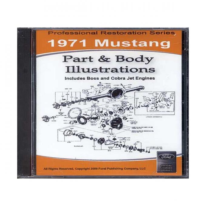 1971 Mustang Part & Body Illustrations On CD - For Windows Operating Systems Only