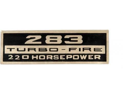 Full Size Chevy Valve Cover Decal, Turbo-Fire, 283ci/220hp, 1964-1966