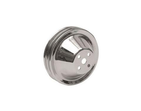 Chevy Water Pump Pulley, Double Groove, Chrome, Small Block, 1955-1957