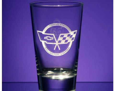 Corvette Glass, Heavy Base Cooler, Set Of Four, 15 Ounce, 1953-2013 Corvette Designs