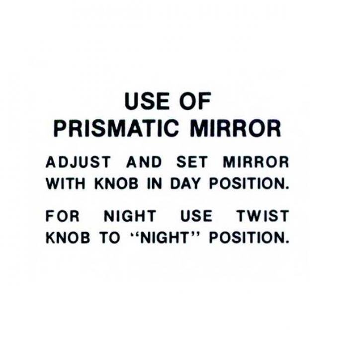 Prismatic Mirror Instruction Tag - Ford