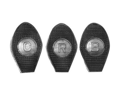 Model T Ford Pedal Pad Set - 3 Pieces - Rubber - Lettered